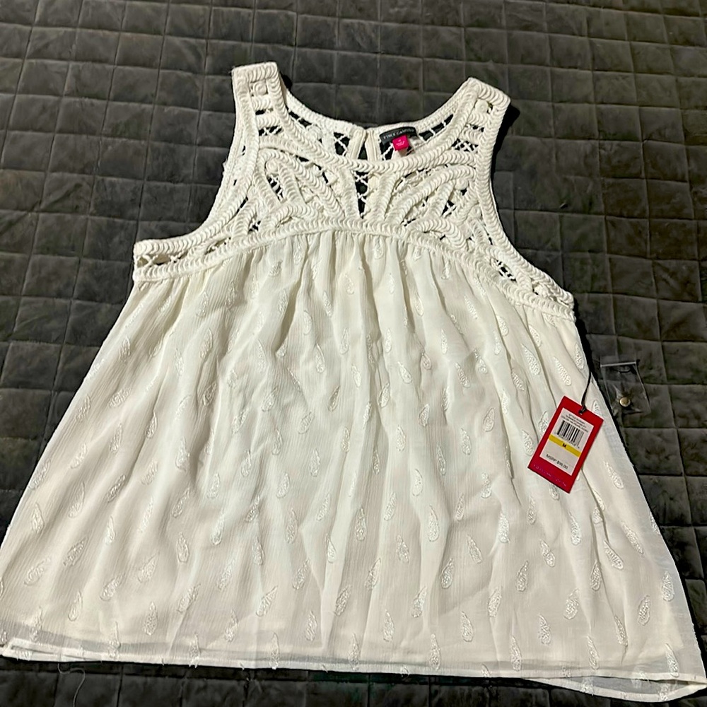 Vince Camuto Ivory White Summer Top Sz M